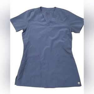 Barco One Scrubs Women's Short Sleeve V-Neck Top in Slate‎ Blue XXS